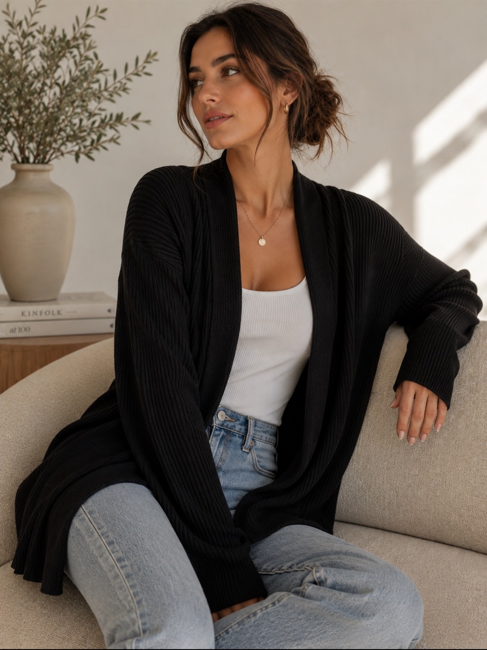 Anthropologie Velvet Graham Spencer Black Oversized Cardigan XL